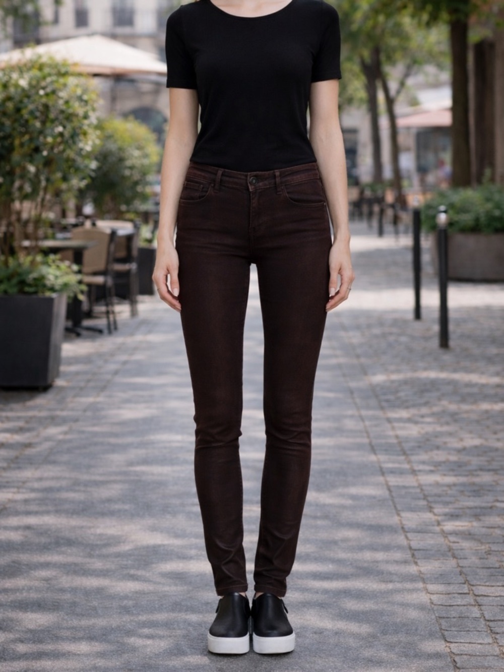 Habitual Eve High Rise Coated Skinny Jeans Burgundy Size 27
